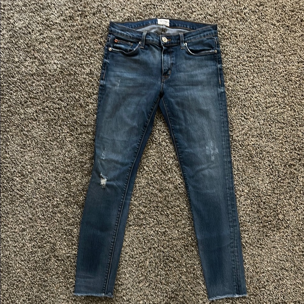 Hudson Jeans Blue Skinny Jeans with Distressing